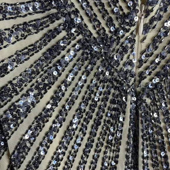Basix Black Label Sequin Beaded Sleeveless Mini Dress Size 4 Cocktail Formal - Picture 8 of 9